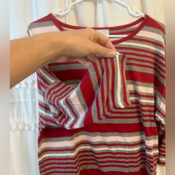 Sunday 3/4 sleeve t shirt striped red white pink size M - Picture 3 of 8